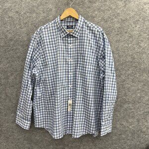 IZOD Men's Dress Shirt, 100% Cotton, Regular Fit, Blue Striped, Size 2XL, NEW